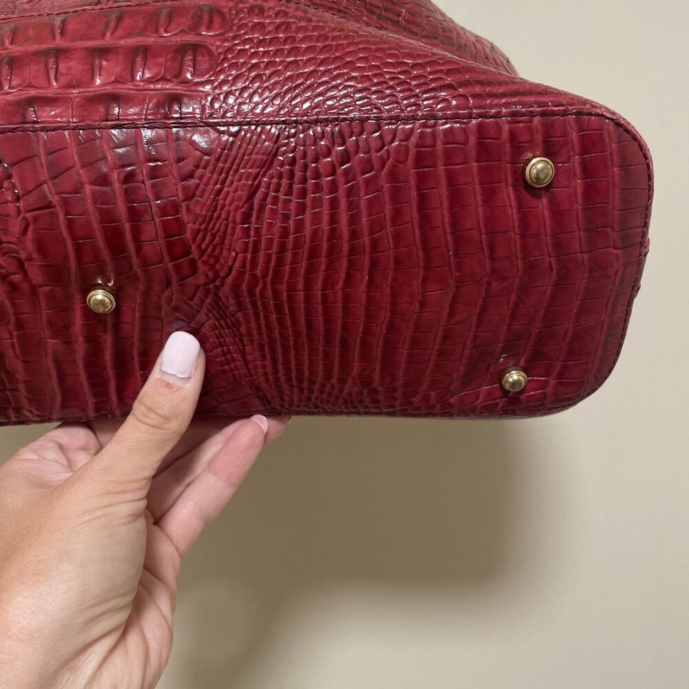 Brahmin Large Croc Embossed Red Shoulder Tote Bag Purse Campus Bag Womens - Picture 3 of 16